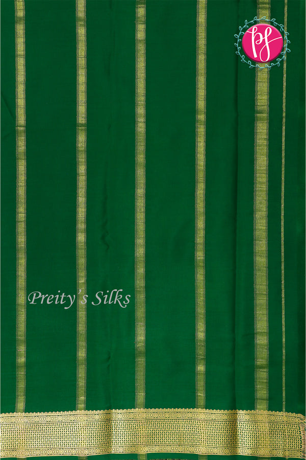Pure Mysore Crepe Silk Saree -Orange And Bottlegreen-PF82724