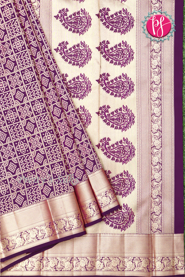 Pure Kanchipuram Silk Saree-Darkpurple -PA04484