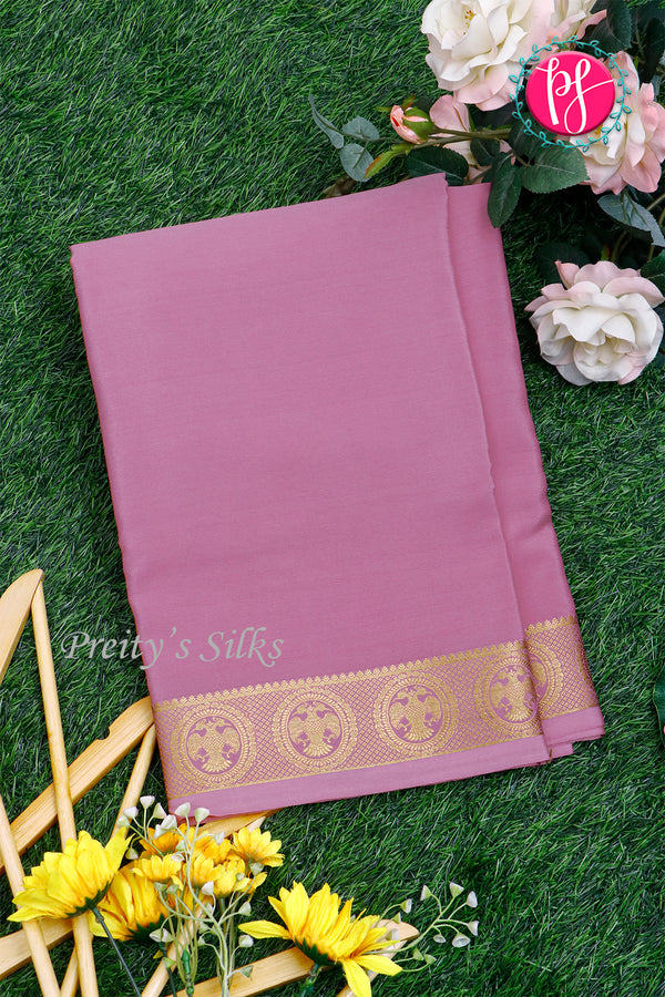 Pure Mysore Crepe Silk Saree-Gandaberunda Self-Mauve-PA29132