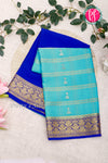 Pure Mysore Crepe Silk Saree-Royalblue And Skyblue-PA46832
