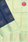 Pure Kanchipuram Silk Saree-Peacock Blue With Sea Green-PF81292