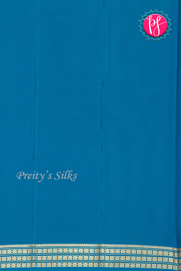 Pure Mysore Crepe Silk Saree-Tealblue-PA19578