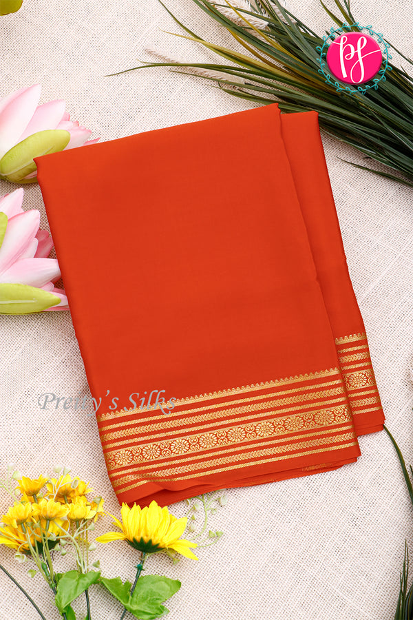 Pure Mysore Crepe Silk Saree-Orange-PA35304