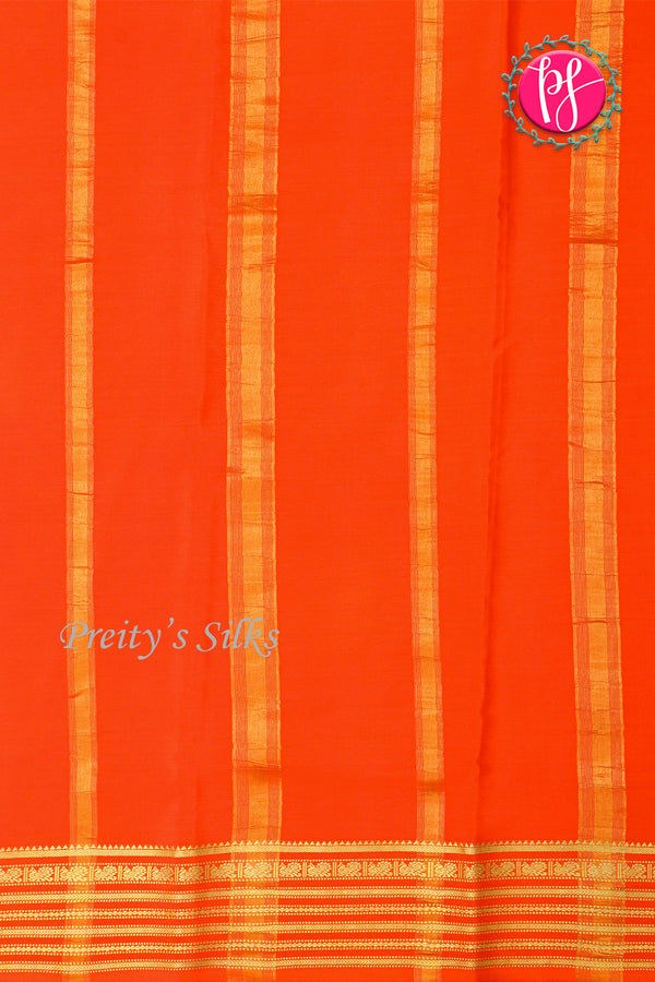 Pure Mysore Crepe Silk Saree-Pistagreen And Orange-PA26302