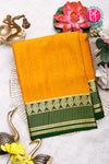 Pure Mysore Crepe Silk Saree-Yellow And Bottlegreen-PA26566