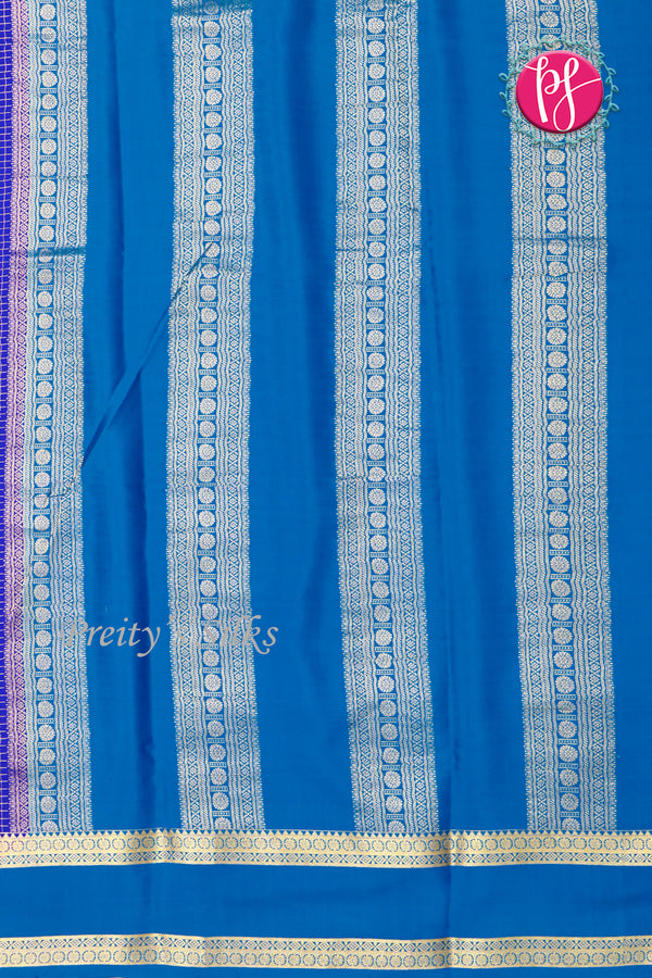 Pure Mysore Crepe Silk Saree -Royalblue And Blue-PF86048