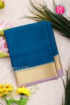 Pure Mysore Crepe Silk Saree-Tealblue And Lightgrey-PA22389