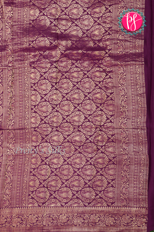 PURE KADDI BANARASI GEORGETTE SILK SAREE-Deepwine-PA23833