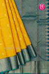 Half Pure Kanchipuram Silk Saree-Yellow And Peacockblue-PF82168