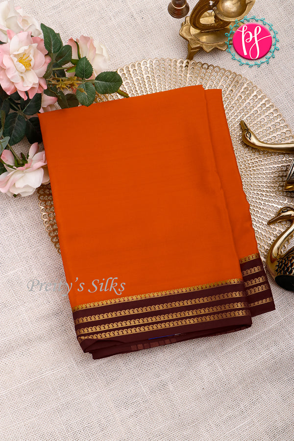 Pure Mysore Crepe Silk Saree-Rustorange And Deepmaroon-PA19960