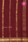 Pure Mysore Crepe Silk Saree -Dark Raspberry And Marron green-PA01242