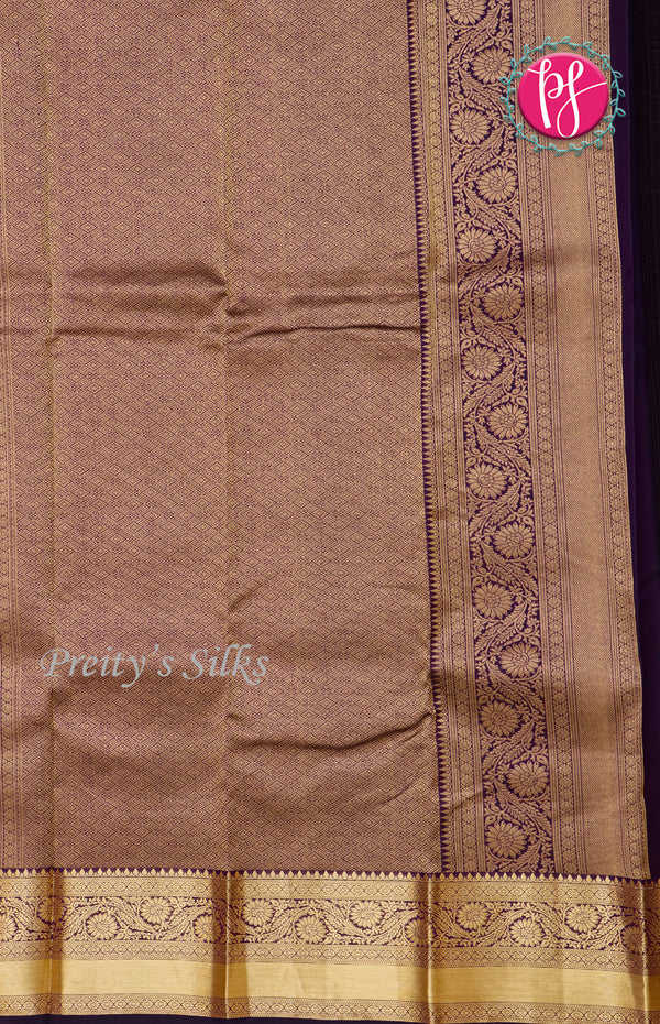 Pure Kanchipuram Silk Saree-Dark Purple-PF59192