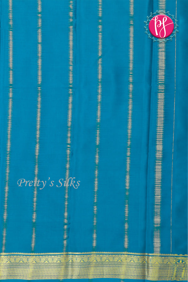 Pure Mysore Crepe Silk Saree-Peacockblue-PF84310