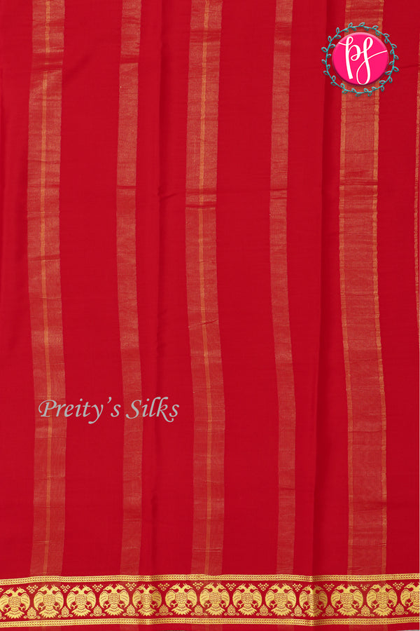 Pure Mysore Crepe Silk Saree-Gandaberunda DoubleBorder-PA20598