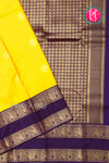 Pure Kanchipuram Silk Saree-Yellow And Navyblue-PA23514