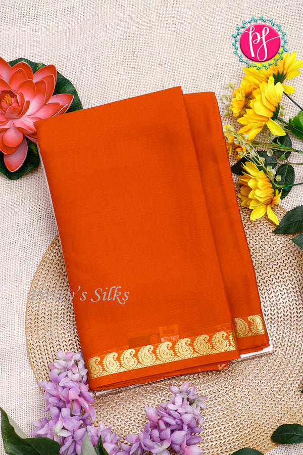 Pure Mysore Crepe Silk Saree-Orange-PA21766