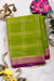 Pure Mysore Crepe Silk Saree-Doublechecks -Olivegreen And Wine-PA26523