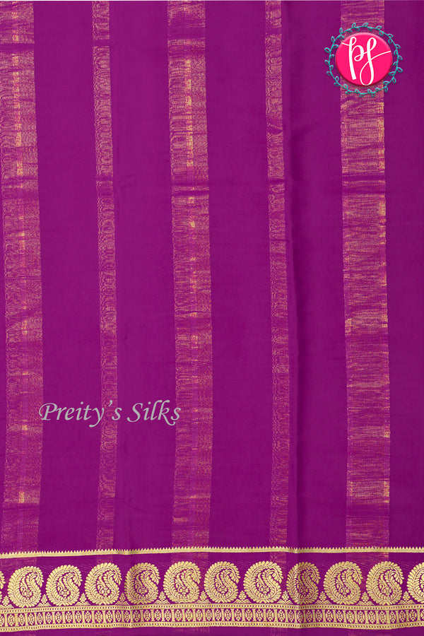 Pure Mysore Crepe Silk Saree-Sky Blue And Purple-PA20648