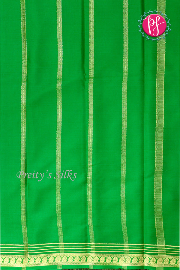 Pure Mysore Crepe Silk Saree -Parrotgreen-PA03096