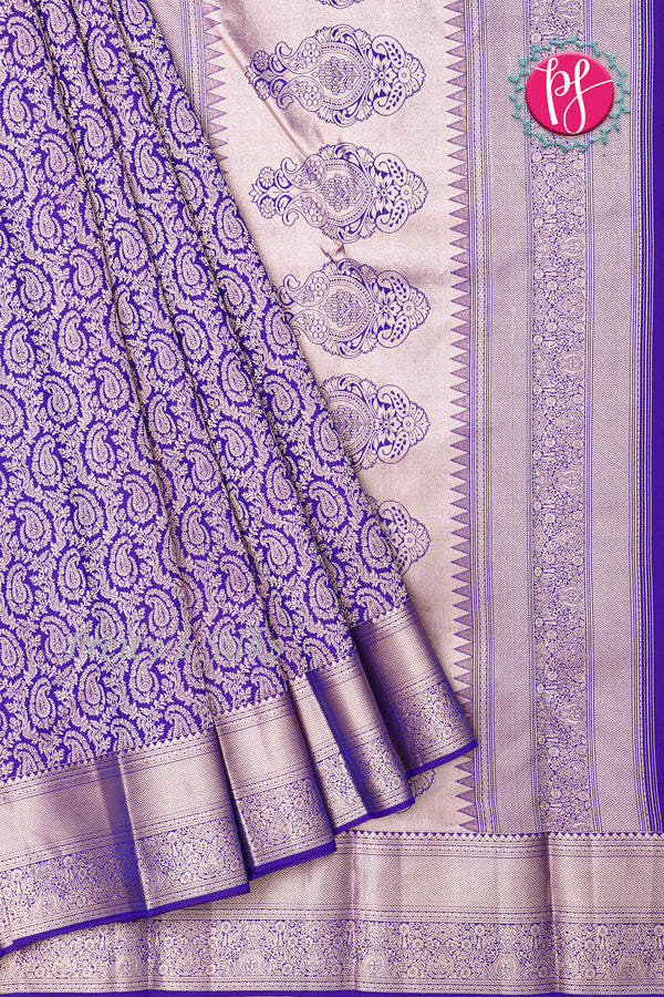 Pure Brocade Kanchipuram Silk Saree-purple-PA04494