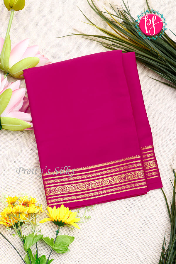 Pure Mysore Crepe Silk Saree-Mejentapink- PA35304