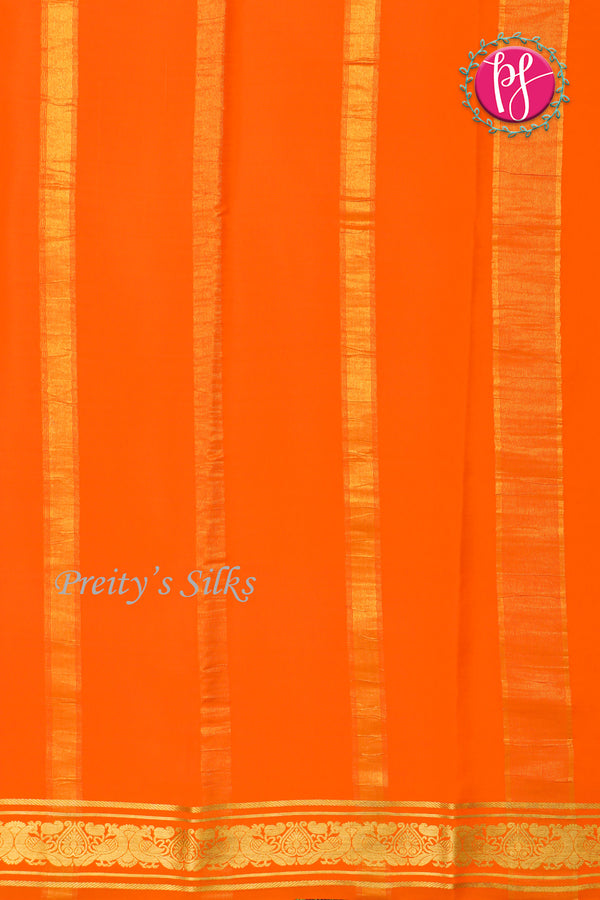 Pure Mysore Crepe Silk Saree -Black And Orange pink-PA01234