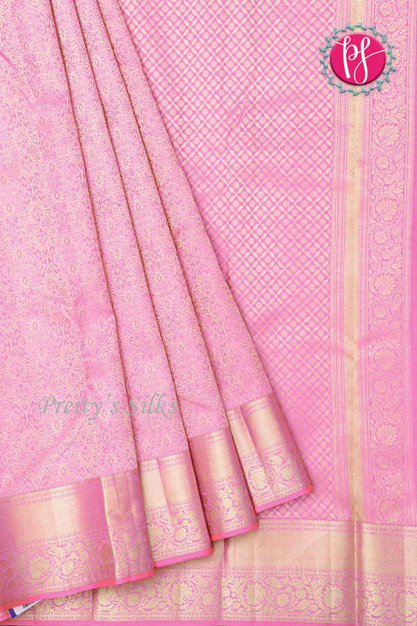 Pure Brocade Kanchipuram Silk Saree - light pink-PA04492