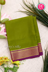 Pure Mysore Crepe Silk Saree-Olive green And Purple-PA22389