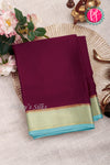 Pure Mysore Crepe Silk Saree-Deep Marron And Iceblue-PA22316
