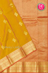 Half Pure Kanchipuram Silk Saree-Mustardyellow And RustOrange-PA24684