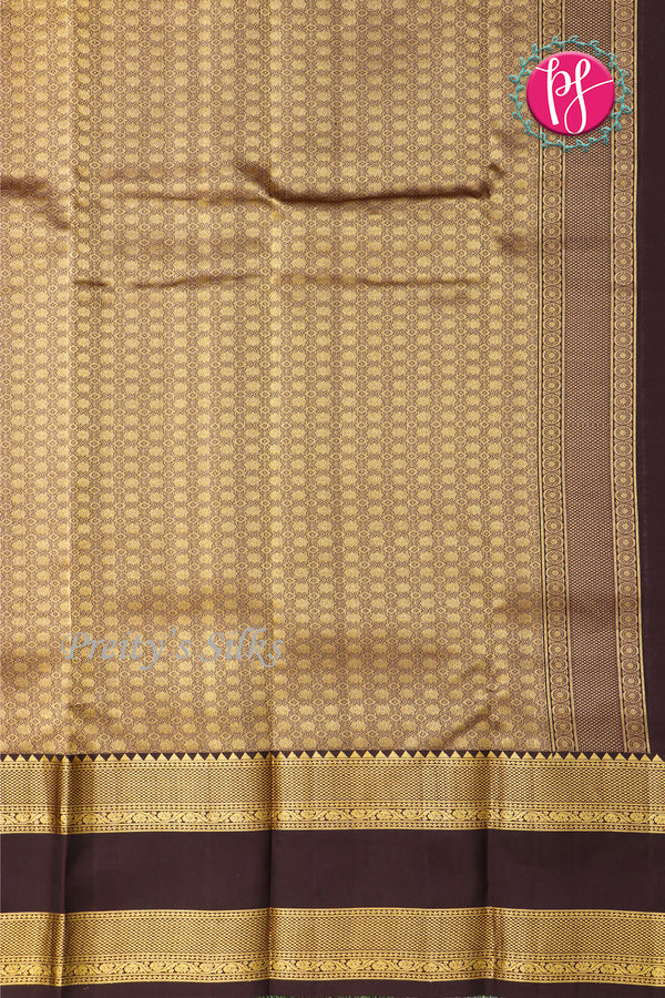 Pure Kanchipuram Silk Saree-PF72334 - Rust Orange with Deep brown