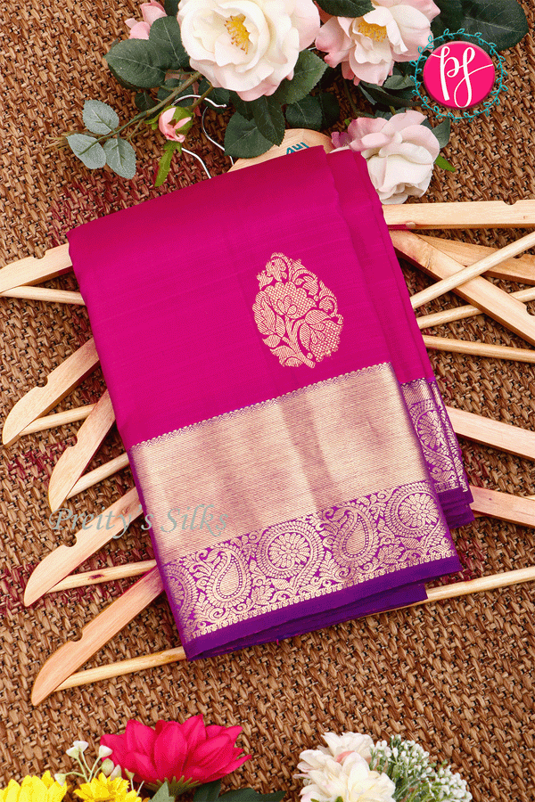 Pure Kanchipuram Silk Saree-MejentaPink-PA39434