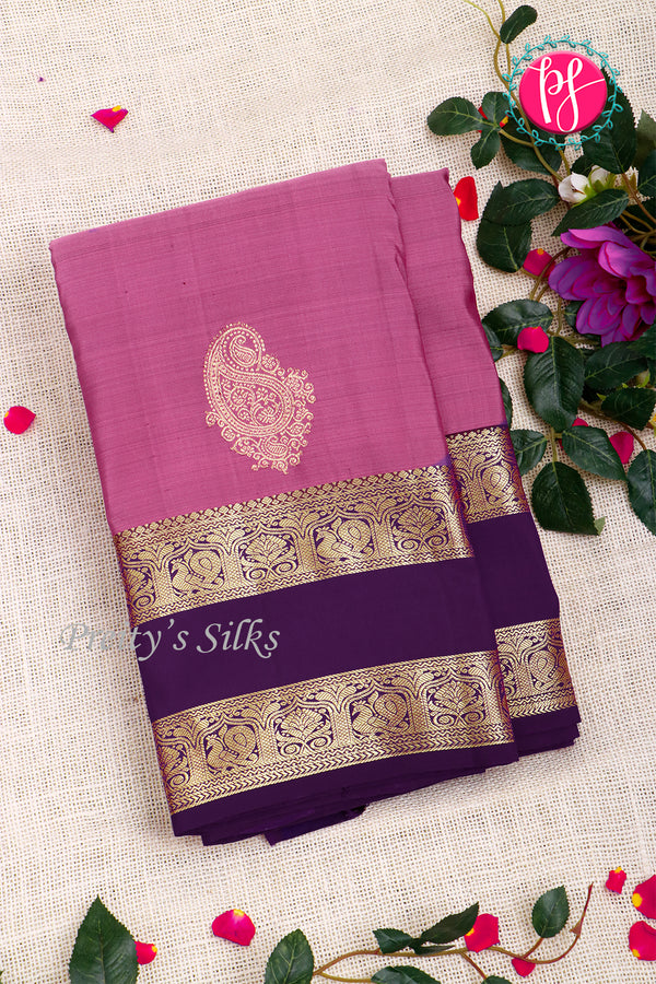 Pure Kanchipuram Silk Saree-Onionpink And Purple-PA23554