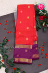 Pure Kanchipuram Silk Saree-Red And Purple-PA26219