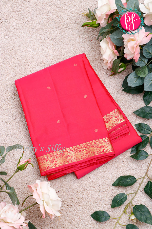 Pure Kanchipuram Silk Saree-Rosepink-PA27091