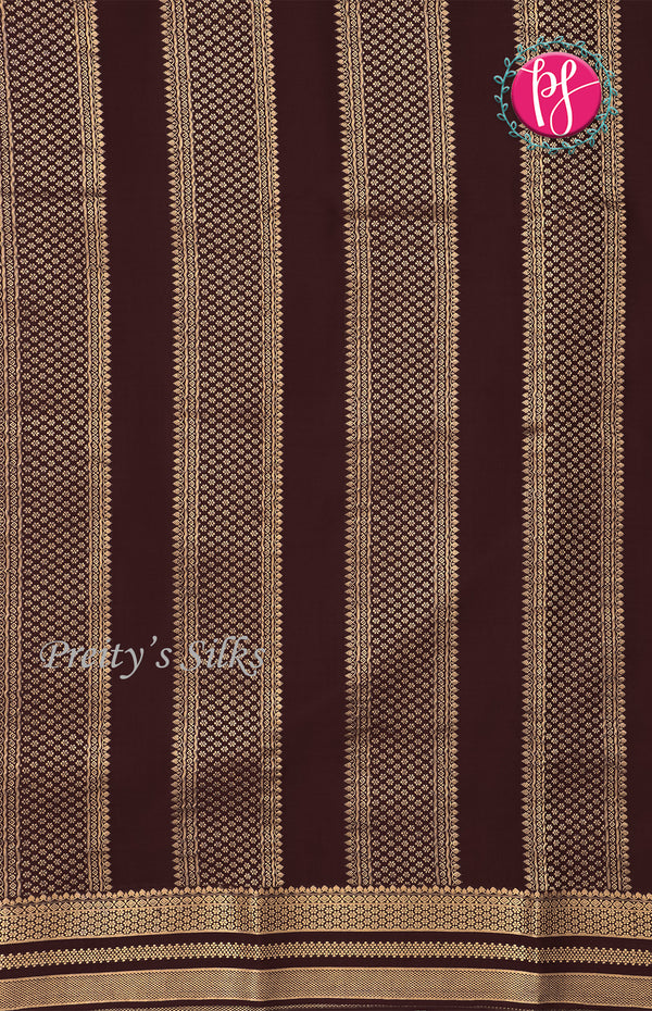 Pure Mysore Crepe Silk saree-Half And Half Pattern-Orange and deep brown-PF60718