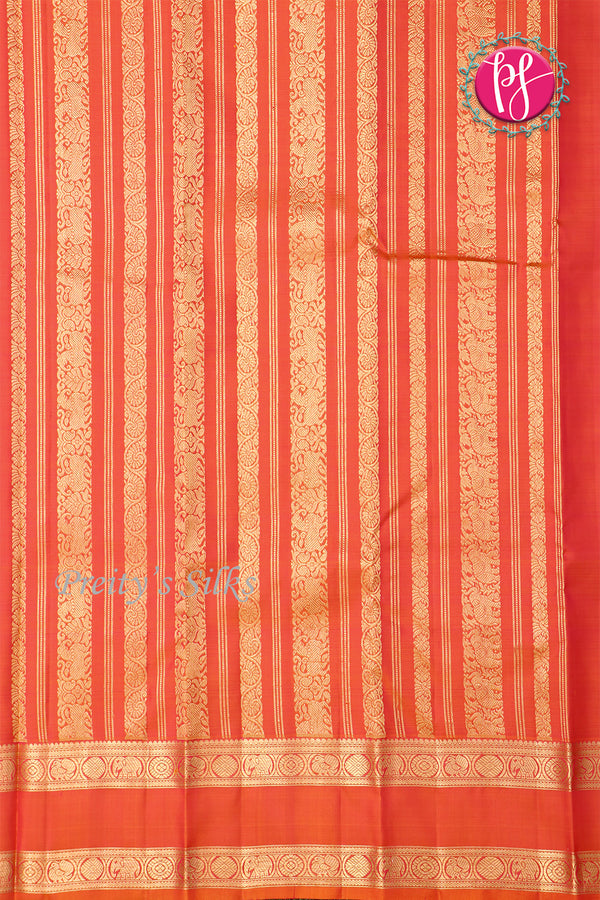 Pure Kanchipuram Silk Saree-Reddish-Orange-PF85020