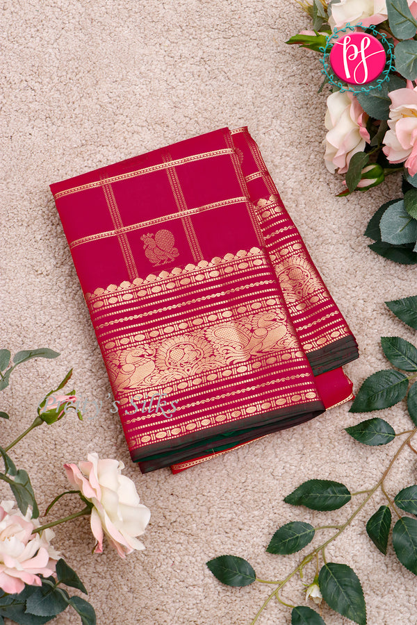 Pure Kanchipuram Silk Saree-Mejentapink And Green-PA27234
