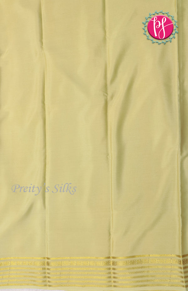 Pure Mysore Crepe Silk Saree-Bottlegreen And Cream-PF66927