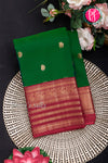 Half Pure Kanchipuram Silk Saree-Bottlegreen And Marron-PA35212