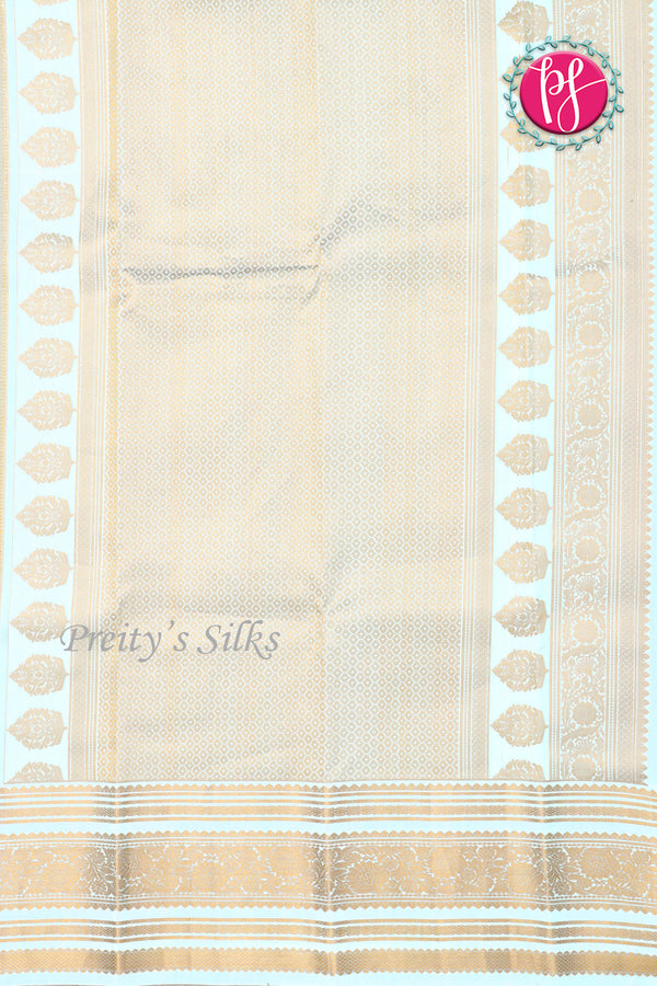 Pure Kanchipuram Silk Saree-Ligth Lime Green With Ligth Sea Blue-PF81271