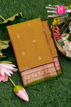 Pure Kanchipuram Silk Saree-Golden-brown And Wine-PA27118