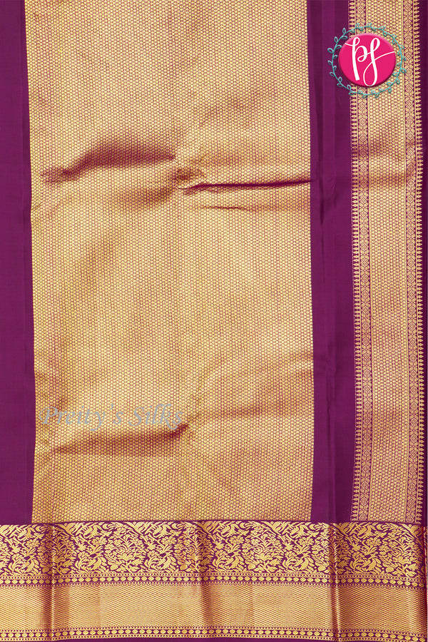 Pure Kanchipuram Silk Saree-Ligth Green With Wine-PF81285