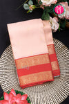 Half Pure Kanchipuram Silk Saree-Palepink And Red-PA35211