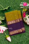 Pure Kanchipuram Silk Saree-Mehandigreen And Deeppurple-PA35458