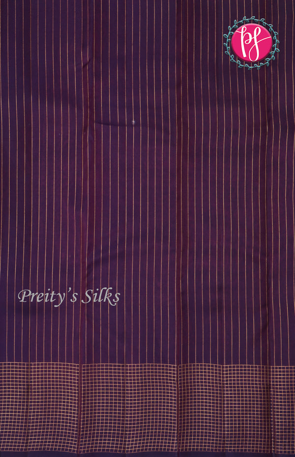 Pure Kanchipuram Silk Saree-Rust Orange With Deep Purple-PF68716