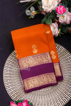 Half Pure Kanchipuram Silk Saree-Rustorange And Deep wine-PA25919