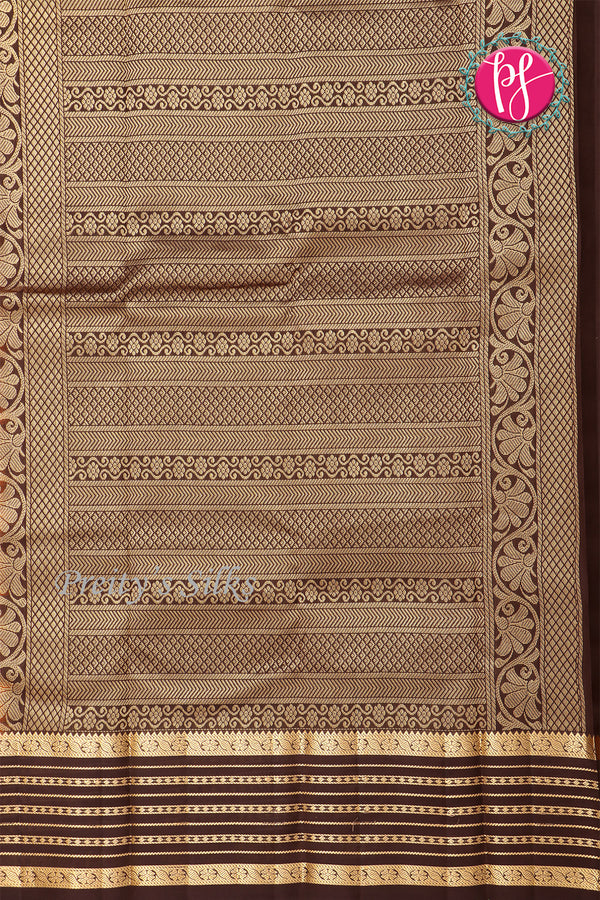 Half Pure Kanchipuram Silk Saree-Rustorange And Maroon-PF04461