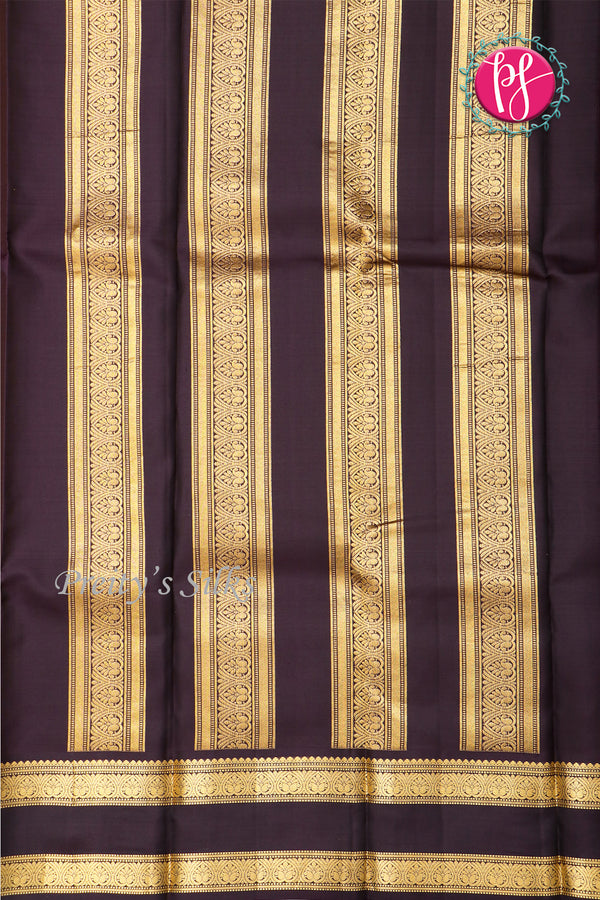 Pure Kanchipuram Silk Saree-Light brown And Darkbrown-PF45411
