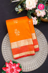 Half Pure Kanchipuram Silk Saree-Orange And Lightpink-PA35211